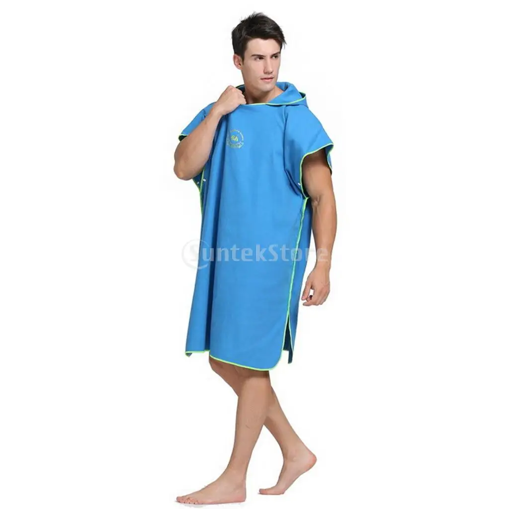 Unisex Men Women Boys Girls Soft Microfiber Surf Beach Swim Hooded Poncho Wetsuit Changing Robe Towel - Compact & Lightweight