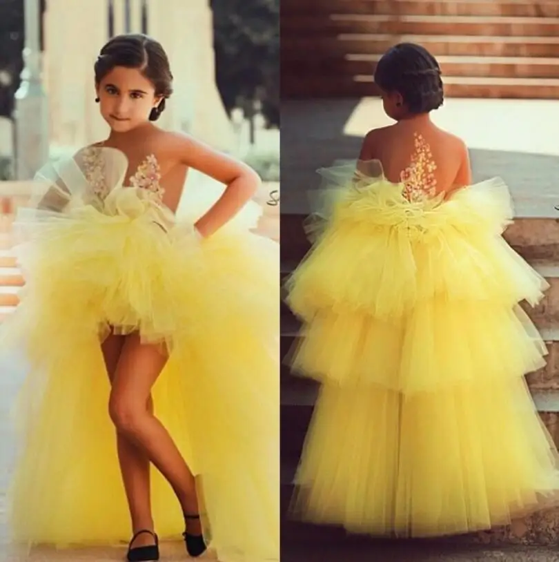 Г. Желтые платья для девочек, держащих букет невесты на свадьбе; бальное платье; длинное многослойное фатиновое платье для первого причастия для маленьких девочек - Цвет: same as the photo