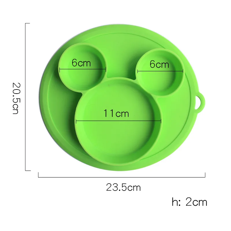 Детская безопасная силиконовая обеденная тарелка без бисфенола, цельная детская посуда на присоске, тренировочная посуда для малышей, милая мультяшная детская миска для кормления