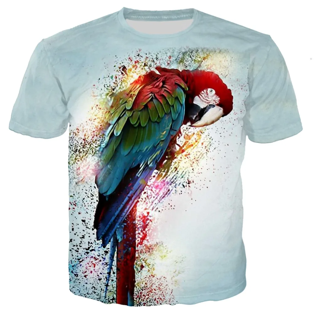 Parrot Peacock T Shirt Men beach Flower Tshirt Hip Hop Tee animal brid ...