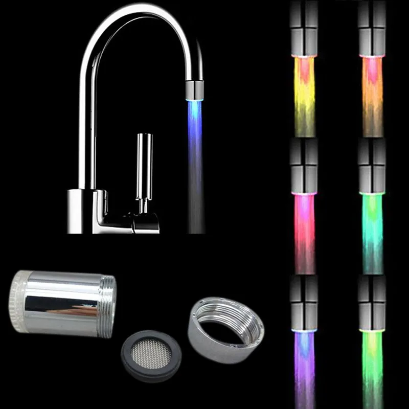 

Romantic LED Faucet Light Tap Nozzle 7 Color Change Blinking Faucet Aerator Water Saving Kitchen Bathroom Accessories 2.JULY.9