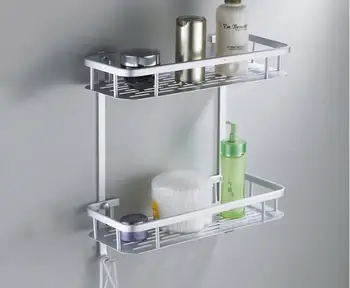 

1PC Bathroom Shelves Space Alumimum Home Kitchen Bathroom Shower Storage Shelf Caddy Basket Rack Wall Mounted Bath Shelf OK 0716
