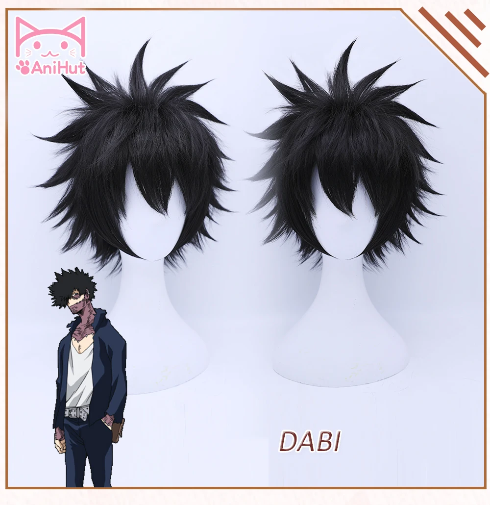 Anihut Dabi My Hero Academia Cosplay Wig Synthetic Black Hair Anime Boku No Heat Resistant -Zentai shop online