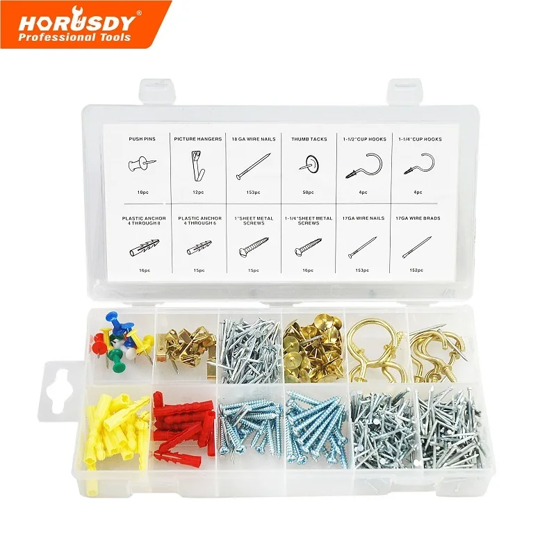 

HORUSDY Expansion screws Home Hardware Assortment Hook Hanger Anchor Brad Nail Tack 600 PC