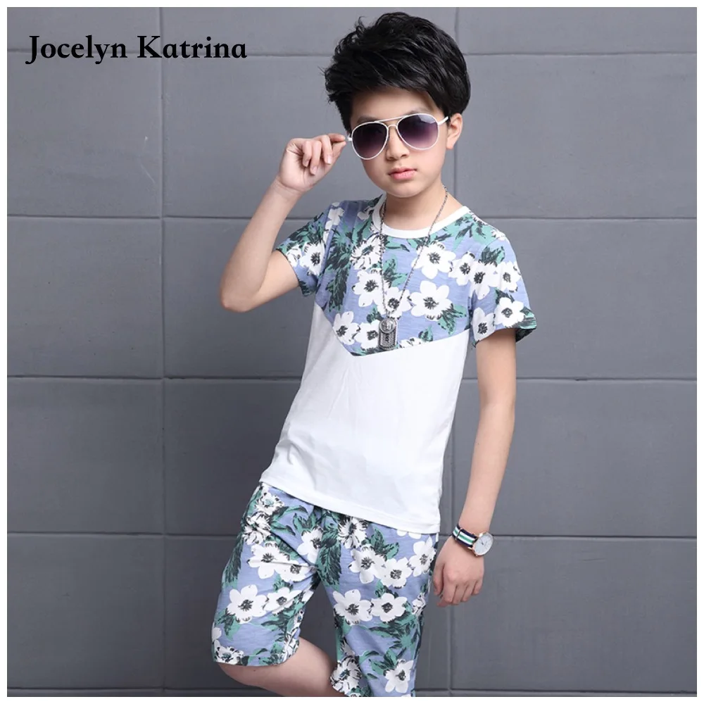 

Jocelyn Katrina Boys Clothes 2017 Summer Casual Boys Clothing Set Letter Short Sleeve+Pants 2Pcs Suit Kids Set