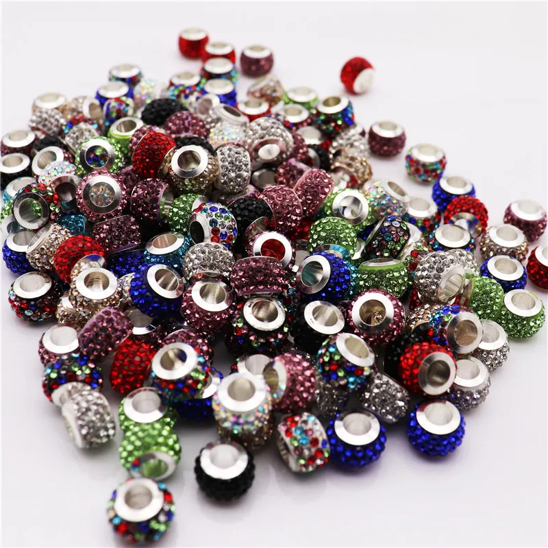 

20pcs assorted mixed color rhinestone CZ glass crystal spacer beads charms fit for original bracelet bangle DIY jewelry making