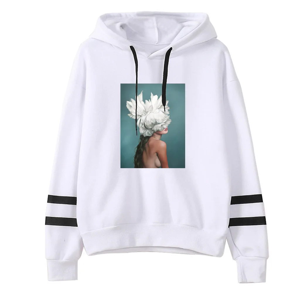 

2019 Winter Floral Women print Hoodies Long Sleeve Flowers Women PRINT Hooded Hoodies feather peony printed Sweatshirt