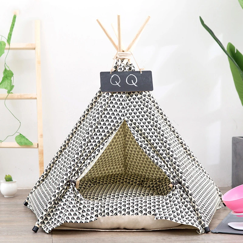 

JORMEL Pet Tent Dog Bed Cat Toy House Portable Washable Pet Teepee Stripe Pattern Dhow Boat Print Pet House