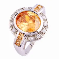 Fashion Art Deco Women Rings Champagne Morganite 925 Silver Ring Size 8 Wholesale Free Shipping For Women Jewelry