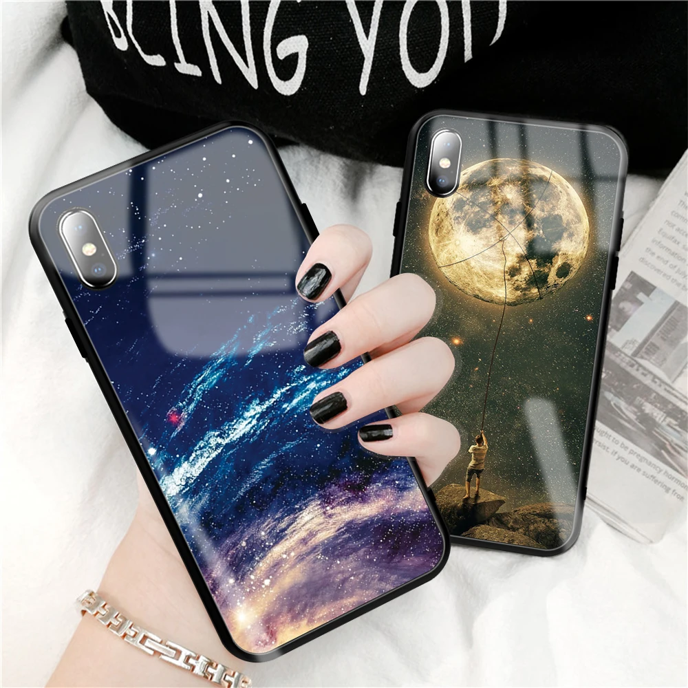 For Iphone 7 Case For Iphone 8 7 Plus Case For Iphone X XS Max XR 7 8 6 6s Case Tempered Glass Case For Iphone 7Plus 8Plus 6 6S