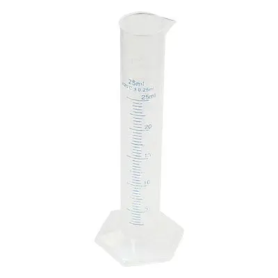 

Transparent Plastic Graduated Cylinder 25ml 0.25 milliliter Lab Test