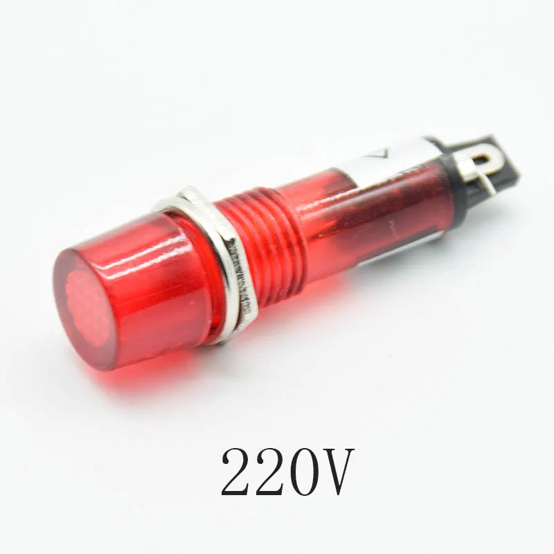 5Pcs 24VDC Red 10mm Cylinder Neon Indicator Pilot Lights Lamps XD10-3 