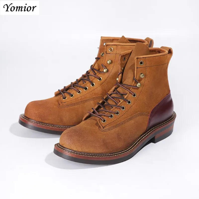 

Top Quality Handmade New Arrival All-matching Men Platform Motorcycles Boots Lace-Up Kanye West Cow Leather Fashion Casual Boots