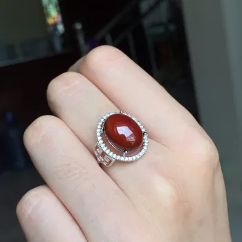 

[MeiBaPJ Natural Red Garnet Gemstone Trendy Ring for Women Real 925 Sterling Silver Charm Fine Jewelry