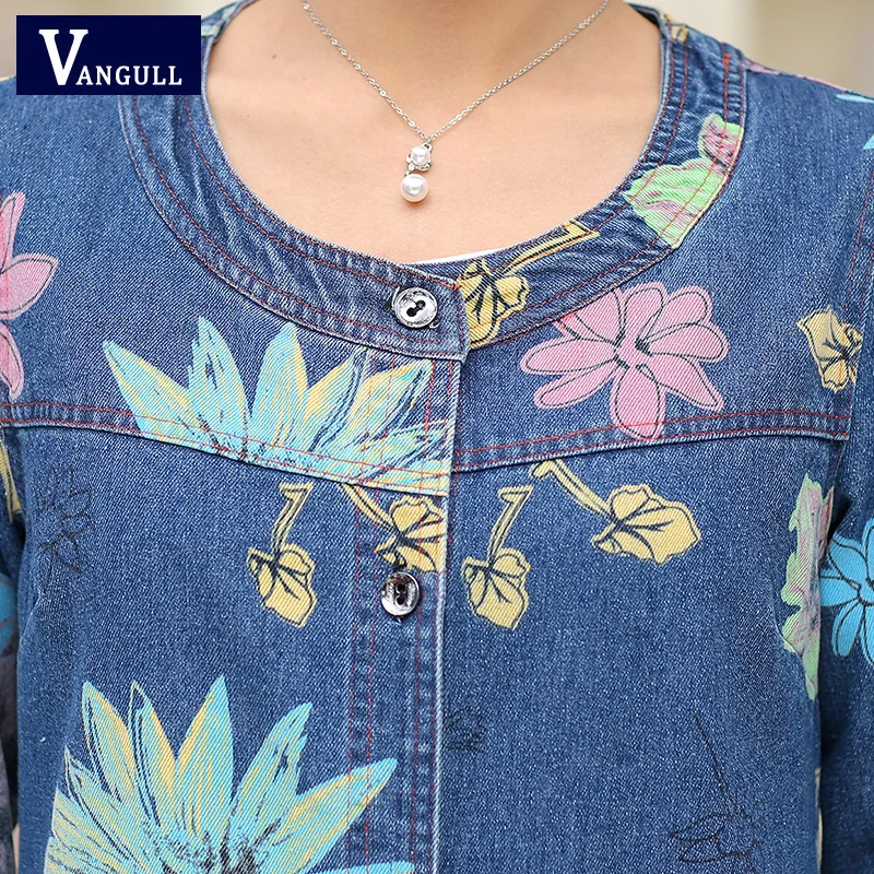 Women Denim Jacket 2017 Newl Cotton Jeans Coat Casacos Femininos Ladies Printing Slim Casual Thin Denim Coats Plus Size XXXXL