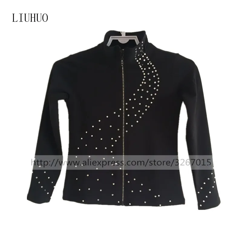 

Ice Skating Figure Skating Tops Jacket Zipper Warm Fleece Adult Child Girl Training Clothing Hand decorated water drill Jacket