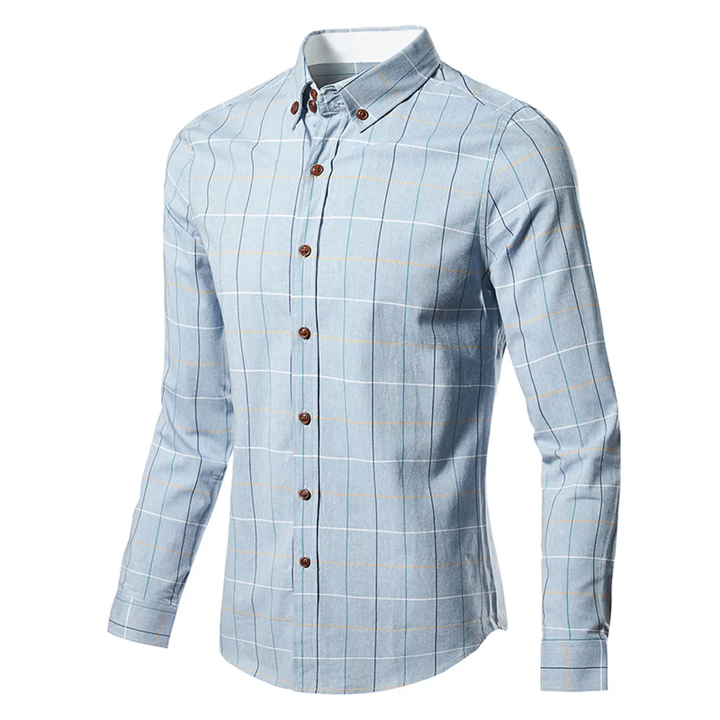 

New Autumn Fashion Brand Men Clothes Slim Fit Men Long Sleeve Shirt Men Plaid Cotton Casual Men Shirt Social Plus Size Apr16