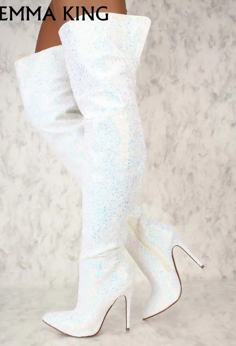 sparkly white boots