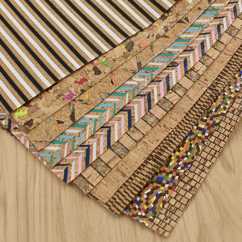 

Stripe Printed A3 Soft Cork Fabric For Handmade Craft Garment Accessories DIY Sew-On Apparel Supplier