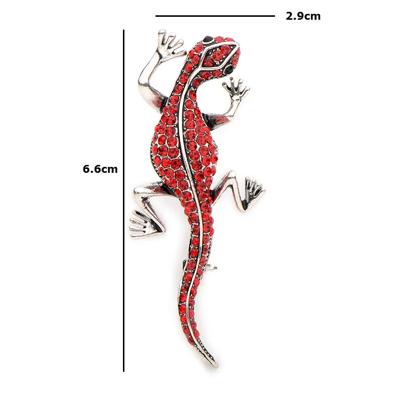 Wuli&Baby, винтажные броши в виде ящерицы серебряного цвета с красным горным хрусталем и золотого цвета, для мужчин и женщин, брошь в виде животных для вечеринок, банкетов, свадеб