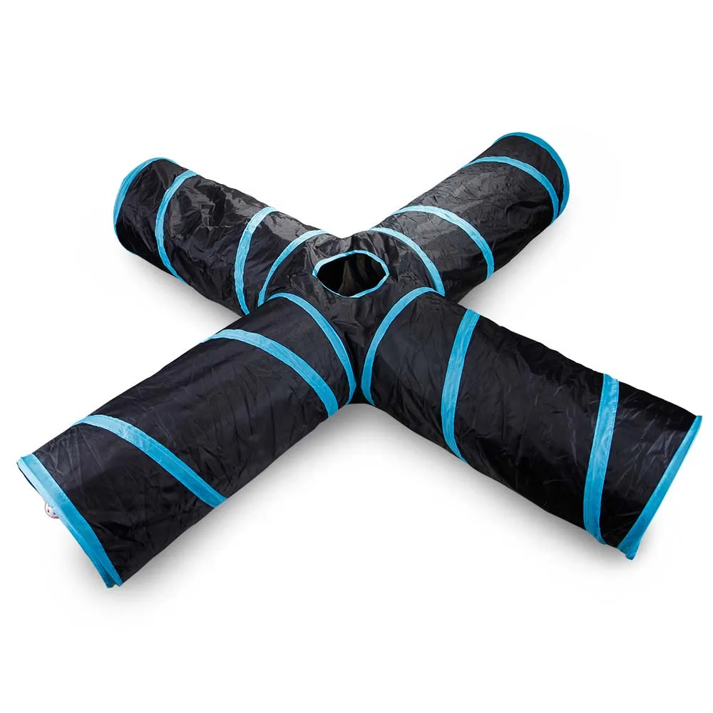 

Cat Tunnel 4 Holes Foldable Pet Tunnel Indoor Outdoor Pet Cat Training Toy for Cat Rabbit Animal Play Tunnel Tube T-joint