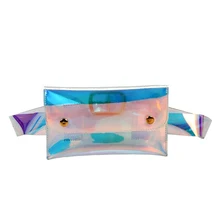 Корейский стиль ПВХ материал дамские поясные сумки Тип чехла поясная сумка Fanny PacksTransparent Лазерная маленькая квадратная сумка для женщин поясная сумка