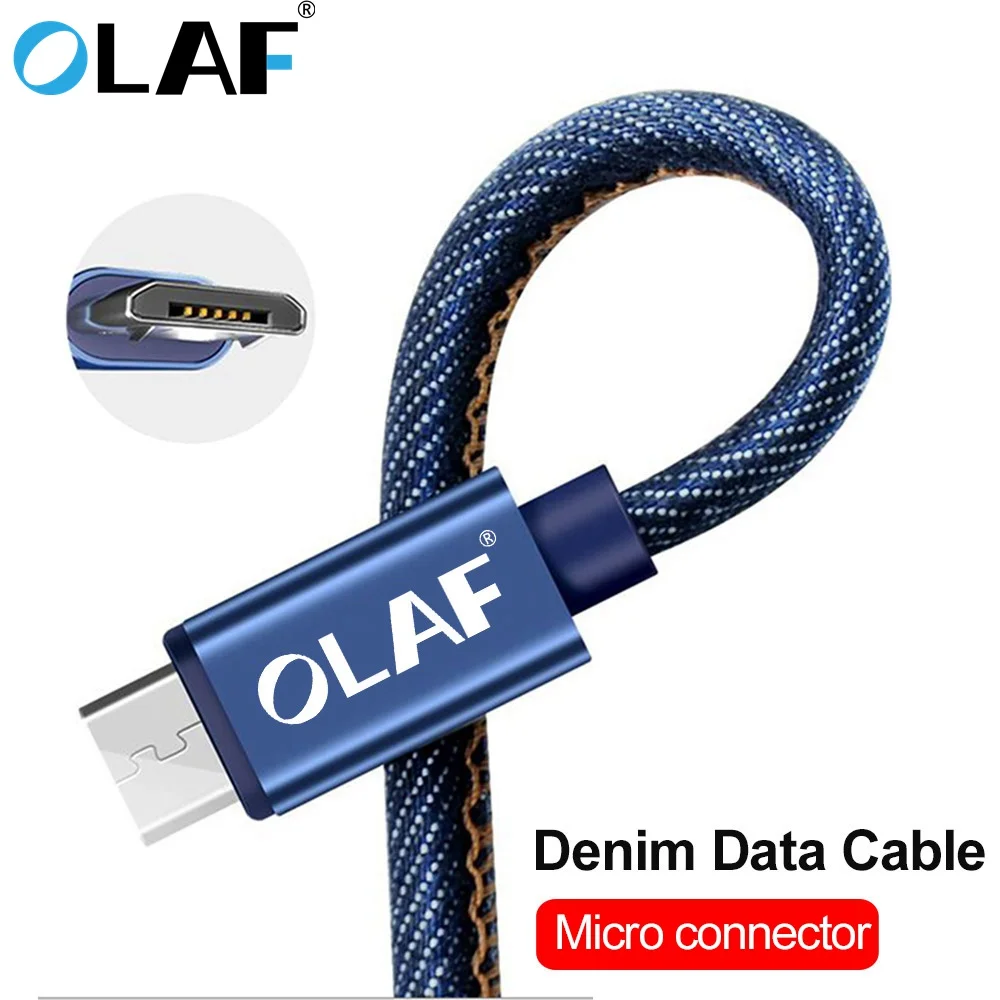 

OLAF Micro USB Cable 2.4A Nylon Cowboy Charging Cable for Samsung Huawei Xiaomi Mobile Phone USB Charging Cable Wire Cord
