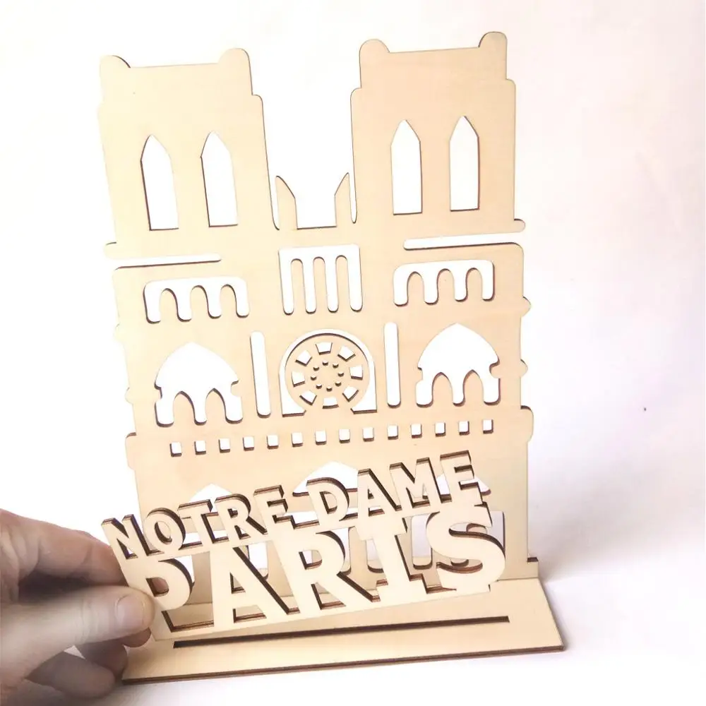 Деревянный Нотр Дам де Пари 3D модель здания дома декорация рукоделие хобби