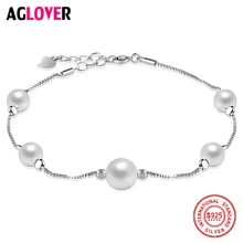 925 Sterling Silver Pearl Bracelet Women Fashion Charm Bracelet Female Brand 100% Silver Jewelry 925 Sterling Silver Pearl Bracelet Women Fashion Charm Bracelet Female Brand 100% Silver Jewelry