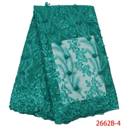 Французская кружевная ткань 3D цветы африканская кружевная ткань в нигерийском стиле вышитая кружевная тюль с бисером камни для платьев KS2662B-6 - Цвет: Picture 4