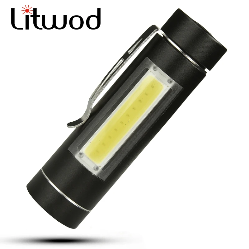 Litwod Z501516 светодиодный мини-фонарик светодиодный COB водонепроницаемый алюминиевый 1 Режим Фонарь с батареей 14500 или AA для кемпинга