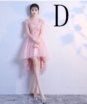 Короткие спереди длинные сзади розовые цветные Бальные платья для выпускного вечера Высокая мода Высокий воротник hi low торжественное платье пышные платья H4298 - Цвет: D
