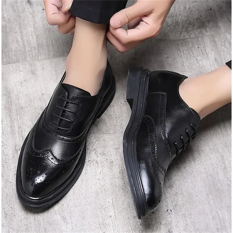 Mariage Brogues Dentelle Hommes Chaussures Main En Sculpté Véritable D'affaires Noir Oxfords Homme up Cuir 1 Robe Richelieu Vintage De ranrzqwFd