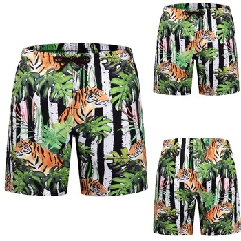 

KLV 2019 Fashion Men Casual 3D Graffiti Printed Beach Work Casual Men Short Trouser Shorts Pants Tiger 12.20