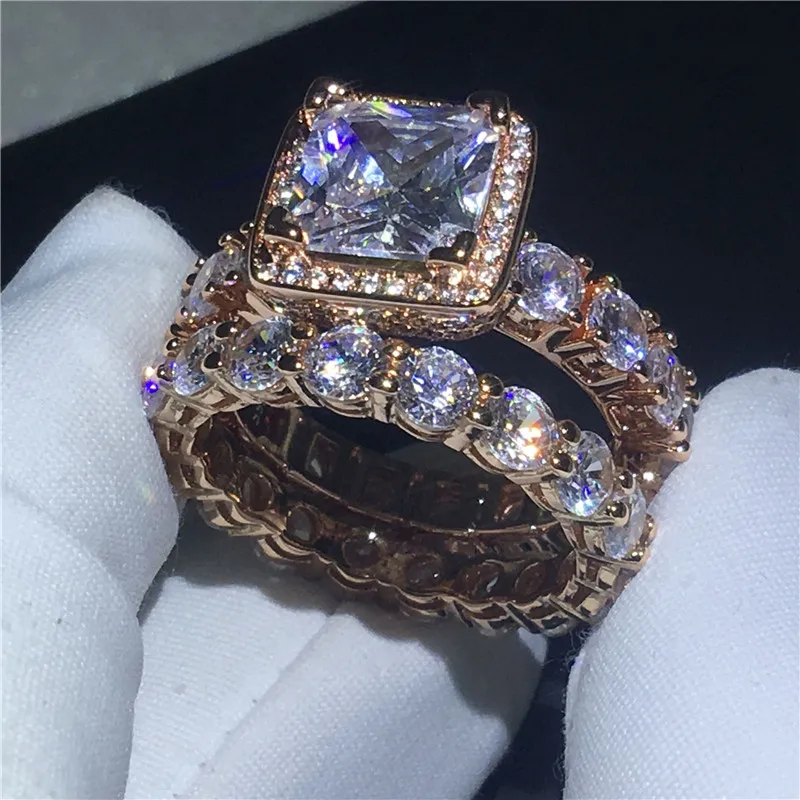 Choucong, Винтажное кольцо, 5А, циркон, Cz, розовое золото, заполнено 925 серебром, обручальное кольцо, кольца, набор для женщин, свадебные украшения