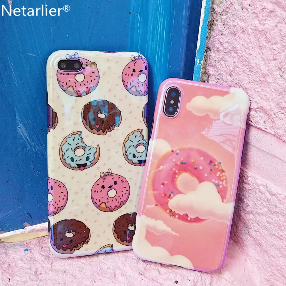 Netarlier Fashion Blue Light Case For Iphone 6Plus 6sPlus Cute Donuts Design 5.5 inch Glossy Silicon Soft Good Quality Back |