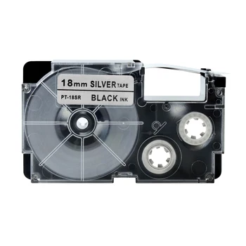 

PUTY 3PCS XR-18SR/PT18SR Label Tape for Casio 18mm Black on Silver Compatible for EZ Label Makers KL-7000EDU/KL-750KR/KL-P1000