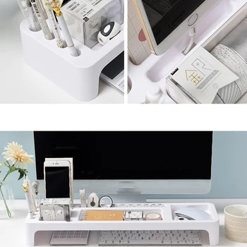 

Tabletop Storage Shelf, Multi-Functional Office Storage Supplies, Computer Keyboard Sorting Rack, Stationery Organizer