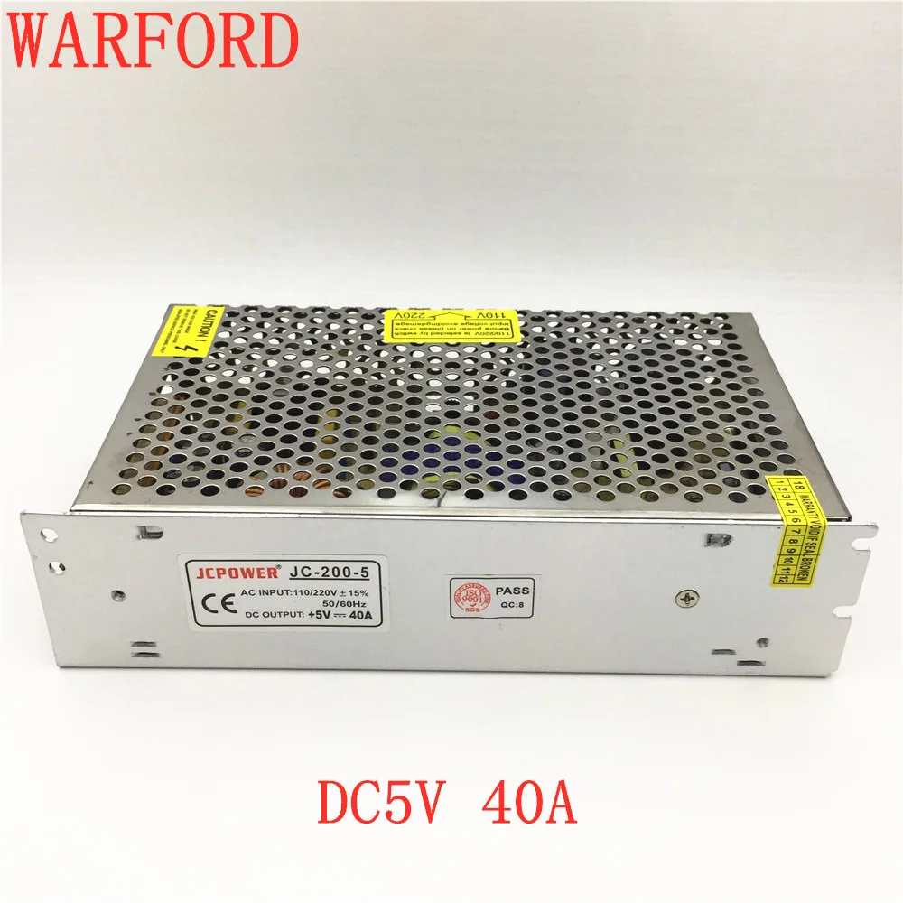 

2016 new Free shipping DC5V 40A 200W Regulated Switching Power Supply DC5 Voltage transformer for CCTV PSU led strip led lamp