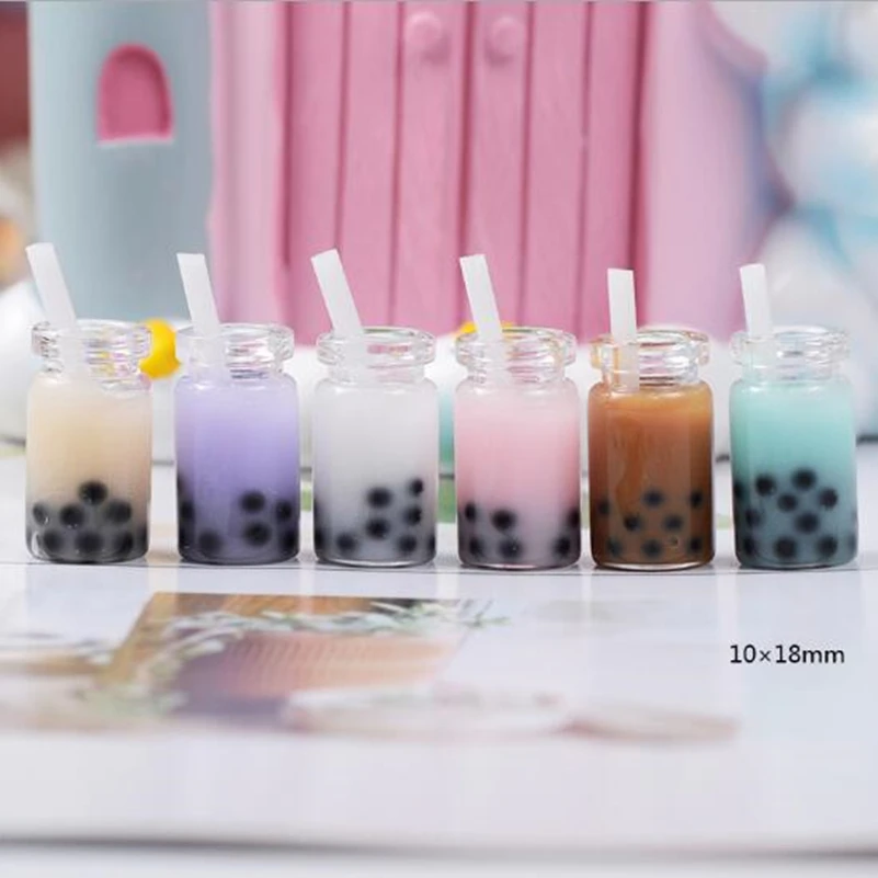 

2019 Tanduzi 100pcs Wholesale Resin Simulation Bubble Tea Cup Kitchen Accessory Toy DIY Dollhouse Miniature Decoration Crafts