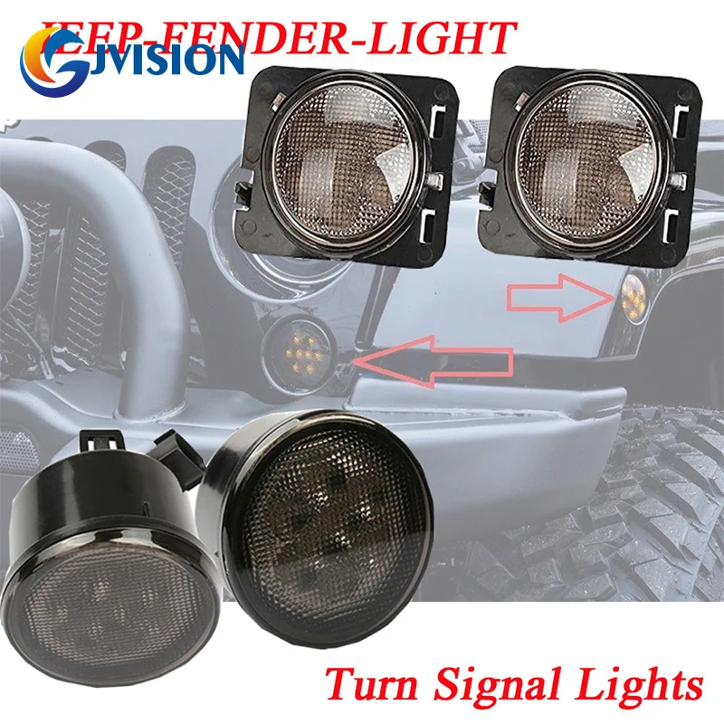 Pair Front Smoke Turn Signal SMD LED Light for Jeep Wrangler Parking