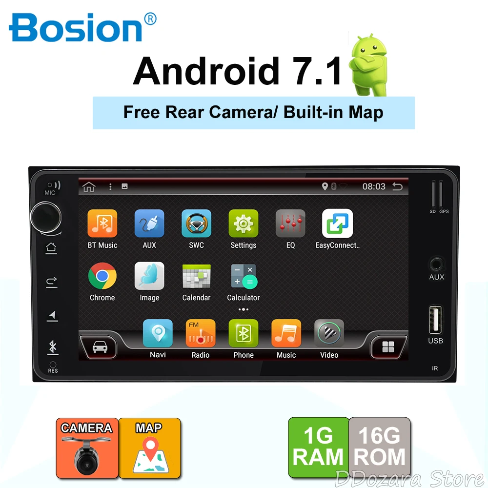 

2 din Android 7.1 car radio gps navigation car dvd player for Toyota Hilux VIOS Old Camry Prado RAV4 Prado car autoradio map rds