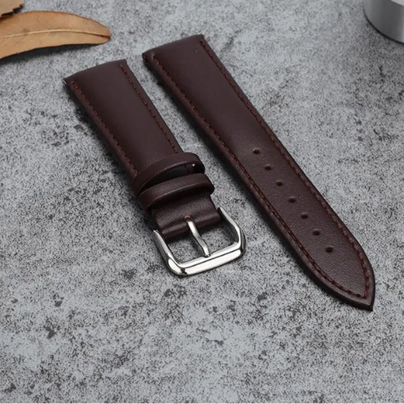 Retro Watch Genuine Brown Leather Men 20mm 22mm 24mm Soft Watchband Metal Band Pin Buckle Accessories