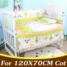 Комплект из 5 предметов, хлопковый комплект постельного белья для новорожденных, набор постельного белья для детей 120X70 см, бампер для детской кроватки CP02