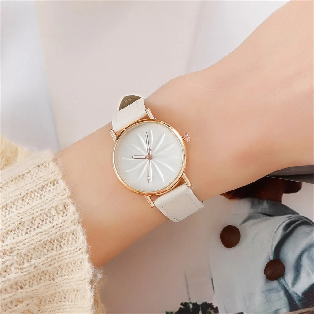 

Luxury Watch Women Leather Simple Fashion Creative Ladies Watch Flower Creative Pattern Quartz Watch relojes para mujer #10