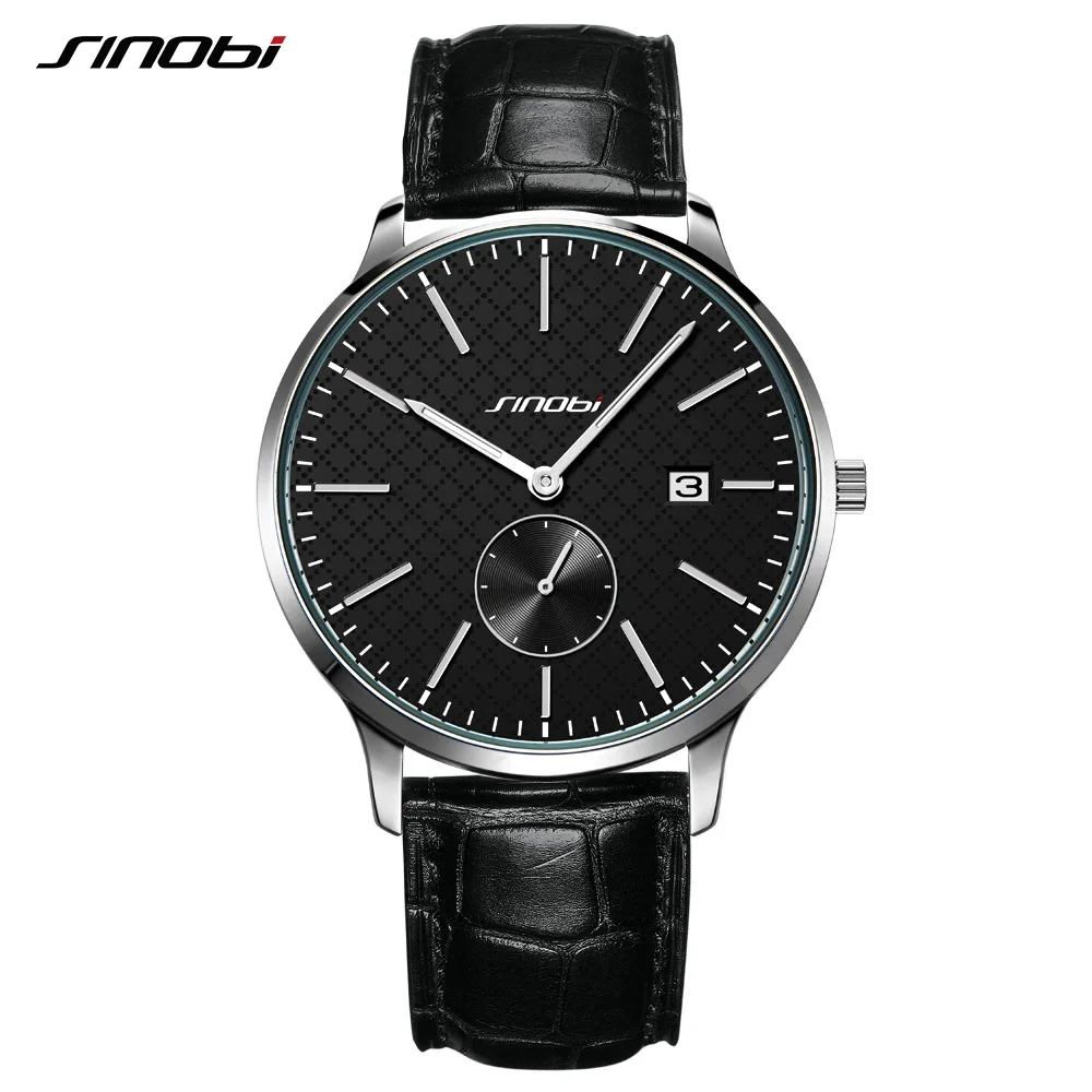 Минималистичные черные модные часы SINOBI, дизайн, брендовые Роскошные наручные часы для мужчин и женщин, простые кварцевые часы для влюбленных