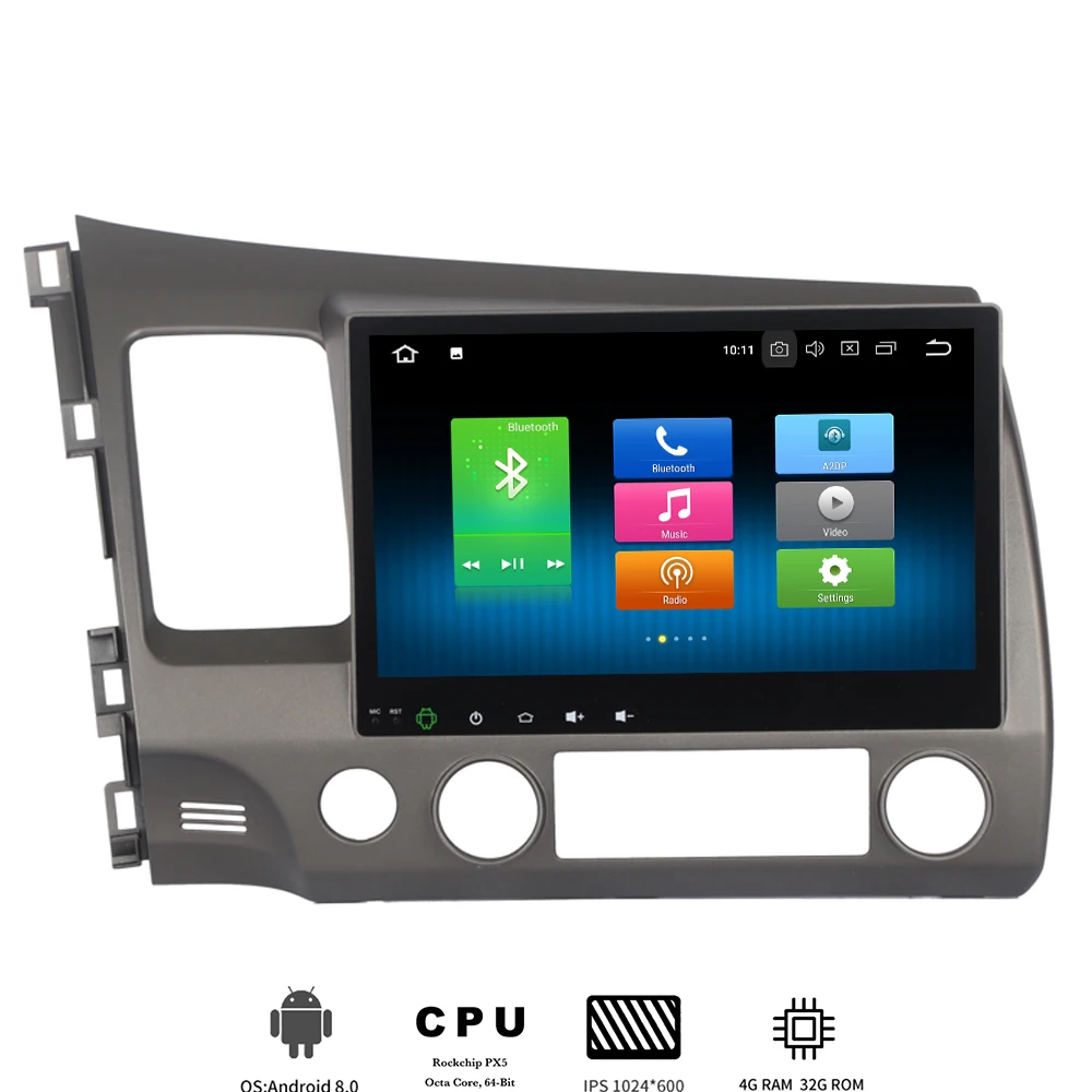 Flash Deal 10.2" ips Android 8.0 Radio stereo for Honda Civic 2006-2011 Car multimedia built-in GPS WIFI with 8-Core 4Gb+32Gb autoradio 0
