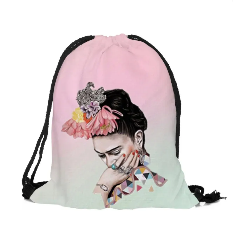 

New Fashion Women Drawstring Backpack 3D Printing Travel Backpack Bag