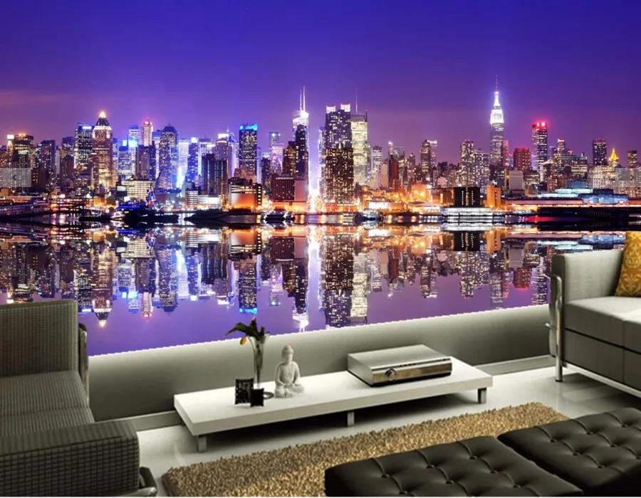 Us 10 73 63 Off New York City Night Manhattan Cities Wallpapers Mural Ktv Bar Wallpaper Living Room Sofa Tv Wall Bedroom Papel De Parede In