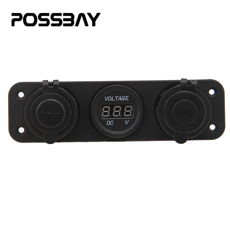 

POSSBAY 3.1A 12V USB Charger Voltmeter Car Motorcycle Cigarette Lighter Socket RV For GPS Mobile Phones Digital Devices